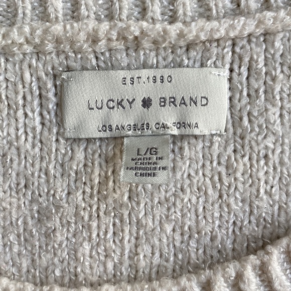Gorgeous Lucky Brand Sweater Cream with Silver Metallic threading throughout - Picture 4 of 7